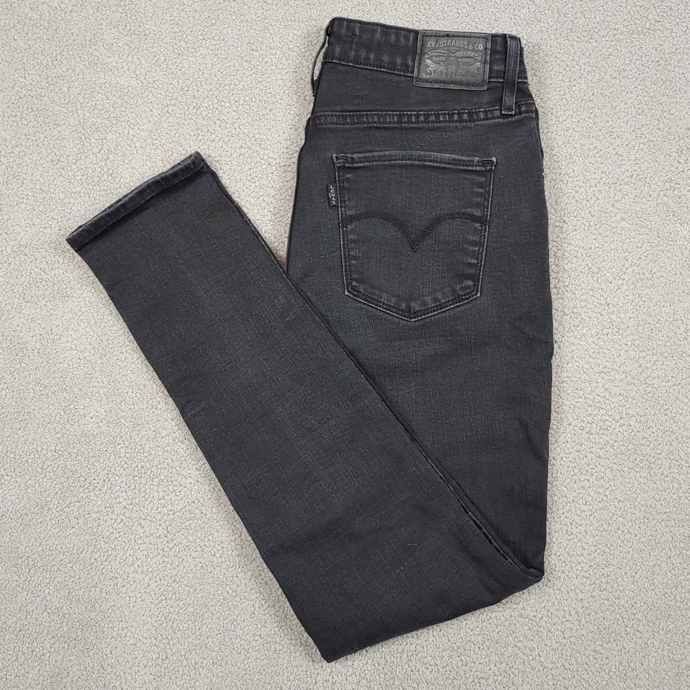 Levis 721 High Rise Skinny Jeans Womens Black - Size 29x28 - Emo Y2K Denim